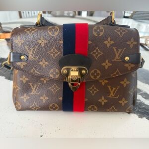 Louis Vuitton Georges Monogram BB Tote with Red and Blue Stripe with Top Handle